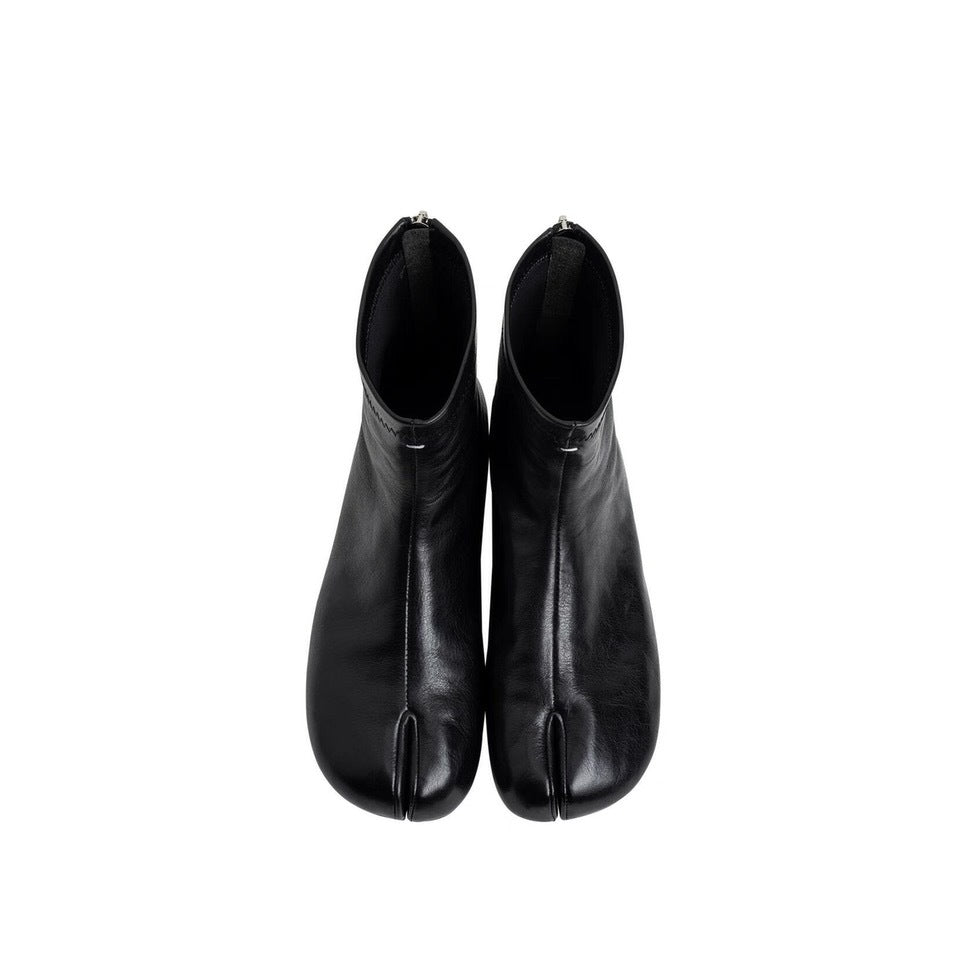 Women's Cowhide Version Niche Trotter Height Increasing Insole Back Zipper Flat Women's Leather Boots