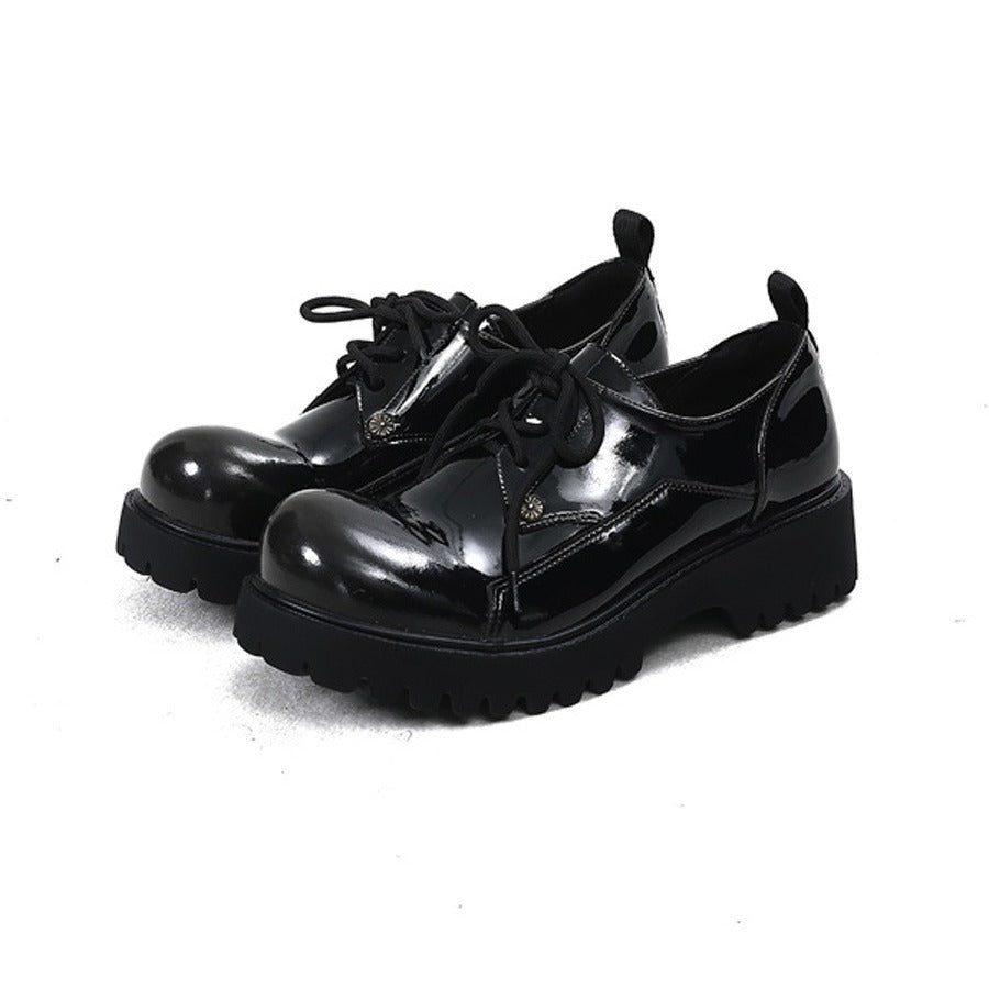 Women's & Men's Style Polished Old Thick Bottom Derby Leather Shoes