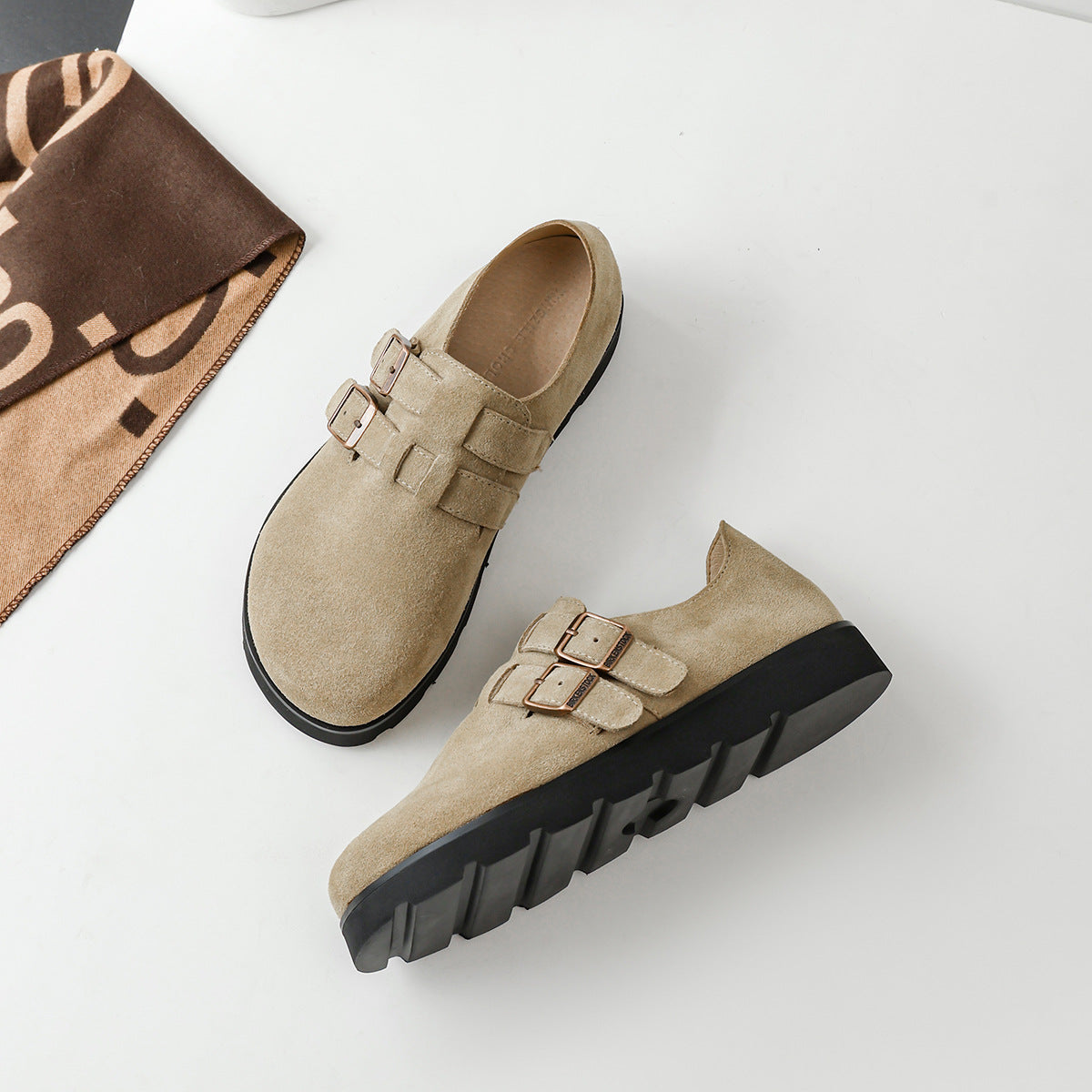 Women's Suede Spring Closed Toe Comfortable Double Casual Shoes