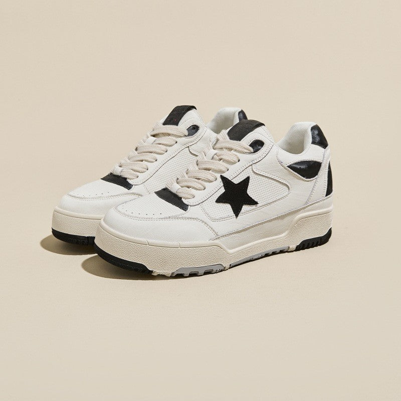 Women's Retro White Spring Breathable Sports Thick Women's Casual Shoes