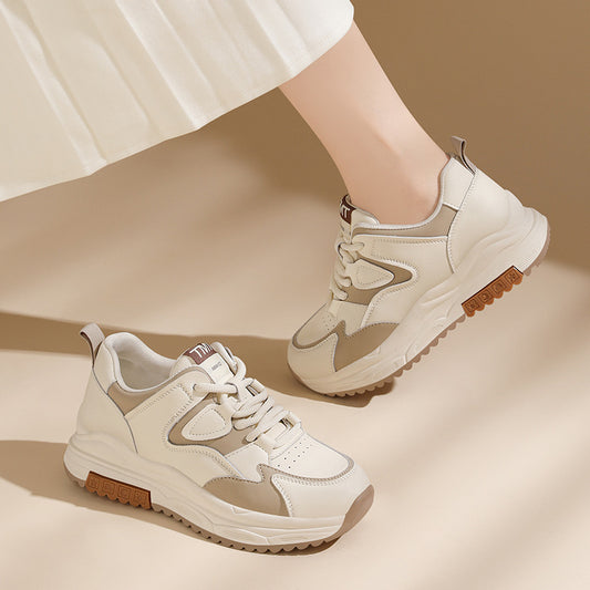 Women's Sports Genuine Retro Fashion Board Thick-soled Sneakers