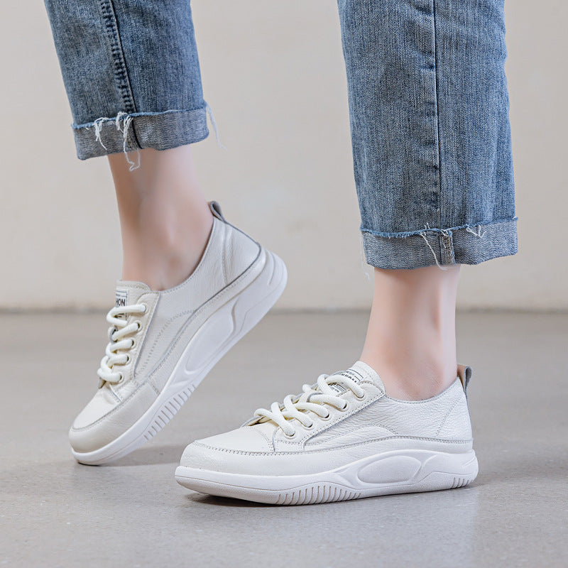 Women's Cowhide Easy Wear Flat Pumps Comfortable Classic Women's Casual Shoes