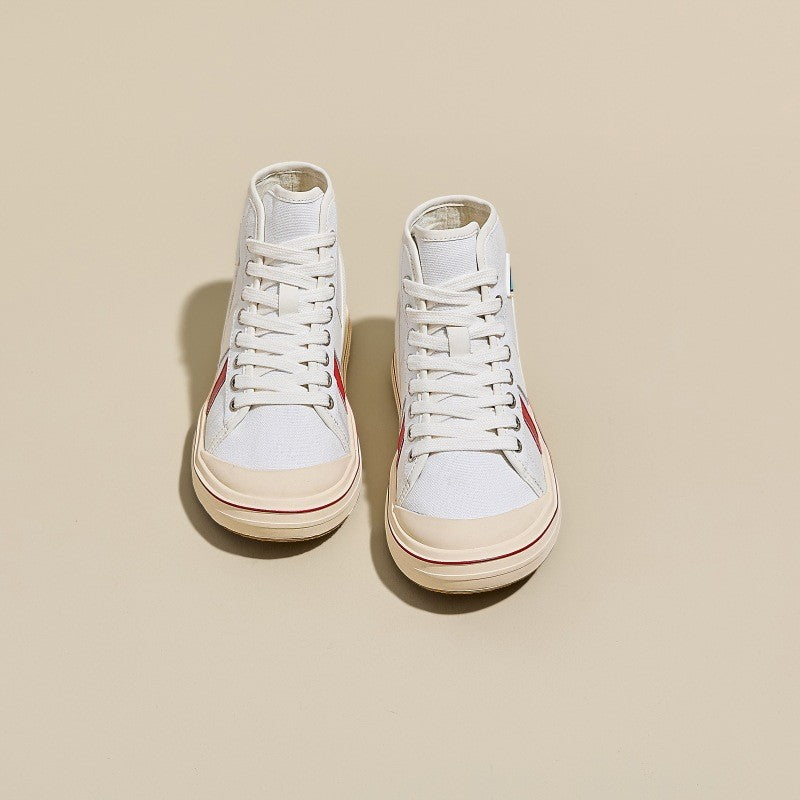 Women's Height Increasing Insole Spring Versatile Sports Thick Bottom Fashion Red Canvas Shoes