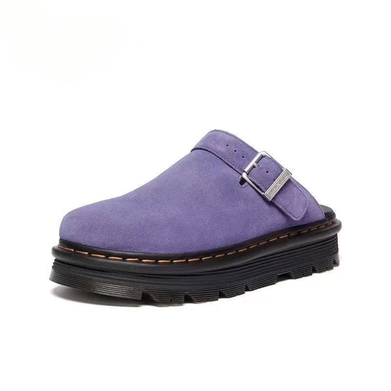 Women's & Men's Martin Half Slip-on Suede Toe Cap Mules Fashion Thick-soles Slippers
