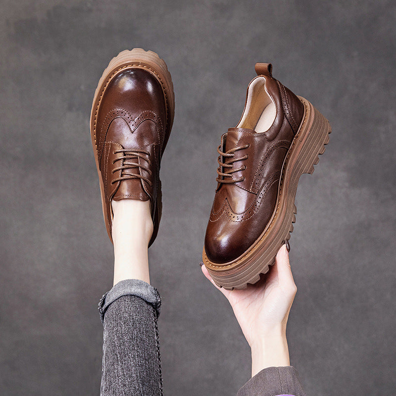 Women's Layer Cowhide Spring Genuine Retro Hand Men's Shoes