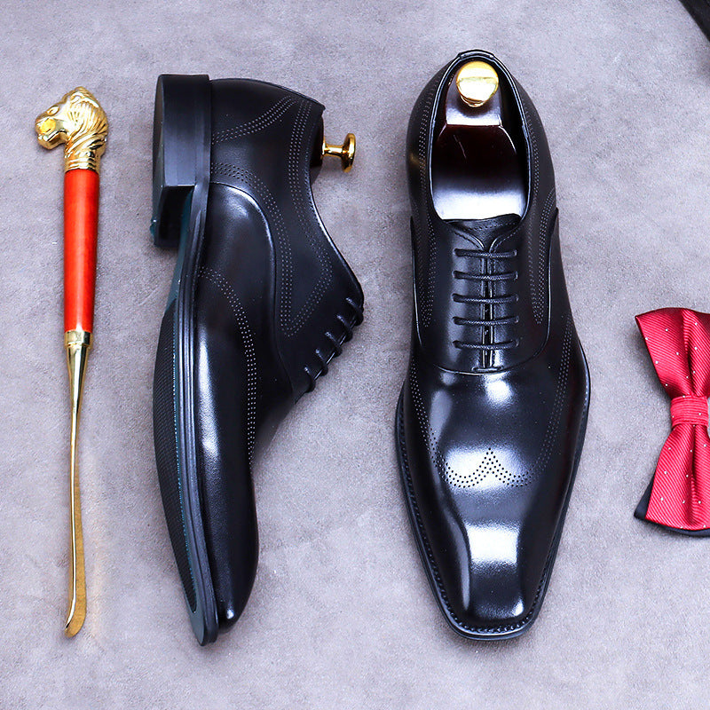 Men's Big Promotion Cowhide Black Dress Business Leather Shoes