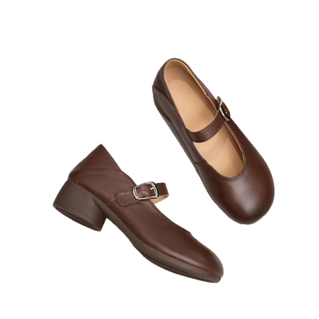 Cowhide Vintage Mary Jane Autumn Super Soft Women's Casual Shoes