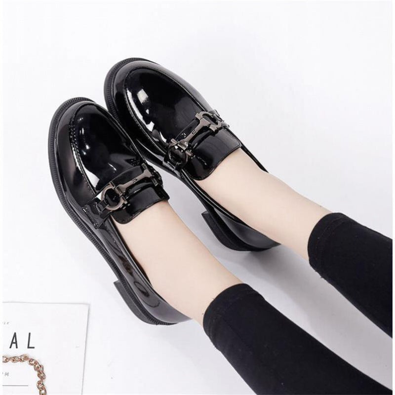 Women's British Style Black Korean Versatile Pumps Casual Shoes