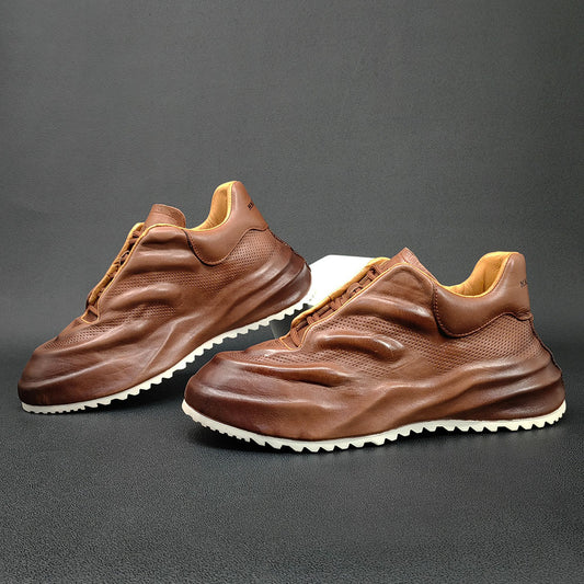 Men's Three-dimensional Embossed Light Luxury Dad Platform Height Increasing Trendy Versatile Casual Shoes
