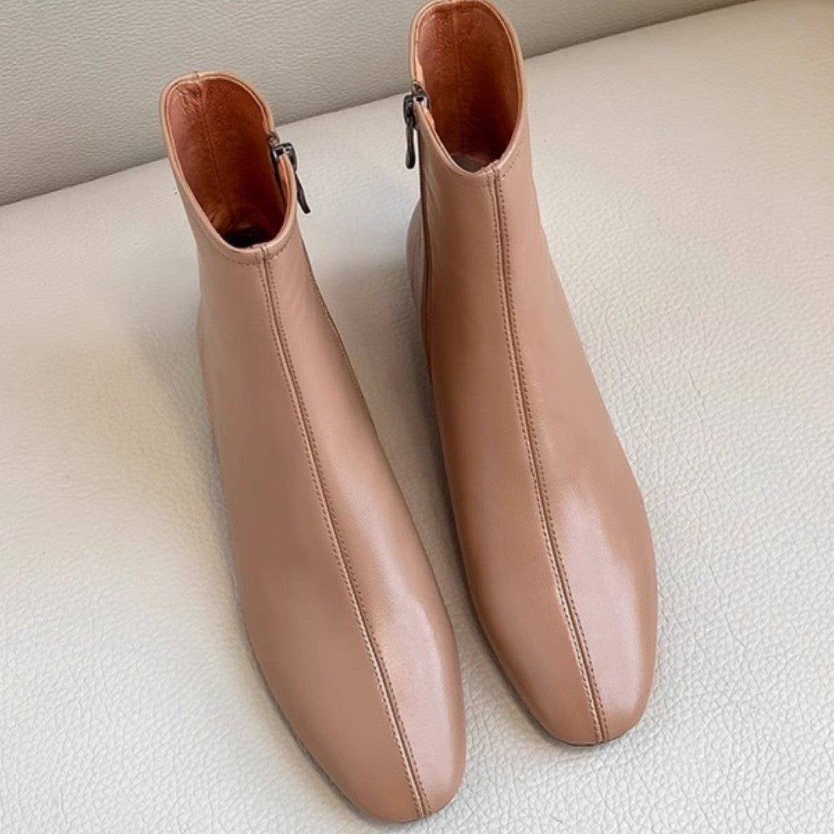 Booties Female Square Toe Thick Thin French Boots