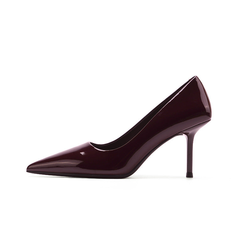 Women's Solid Color Not Tired High Stiletto Pointed Burgundy Heels