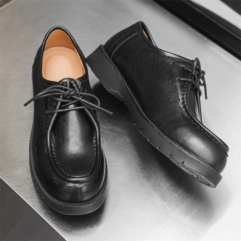 Men's Trendy Business Formal Wear Green Korean Style British Black Men's Casual Leather Shoes