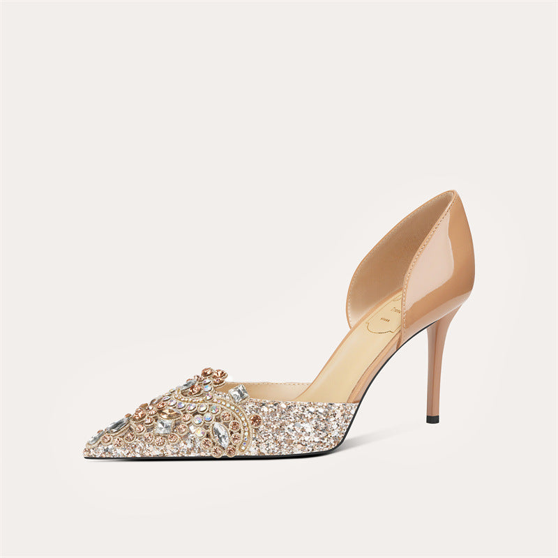 Sexy Hollowed French Sheepskin High Wedding Women's Fashion Shoes