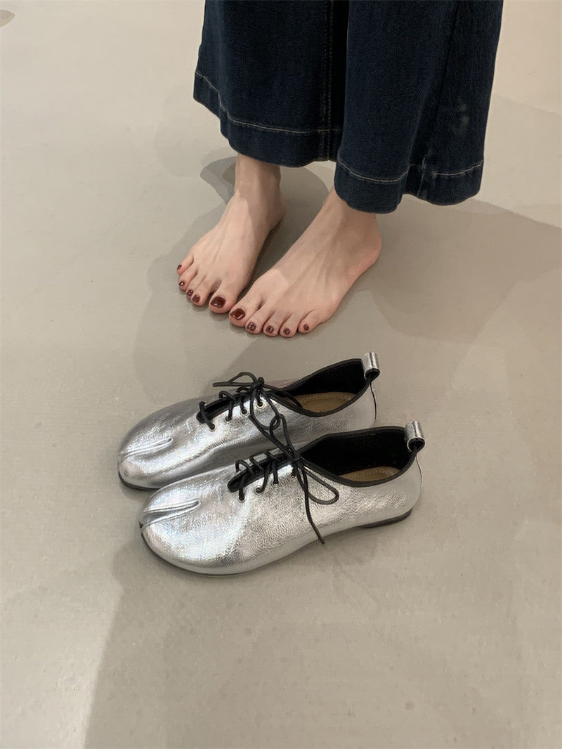 Women's Round Toe Trotter Split Flats Spring Minimalist Women's Fashion Shoes