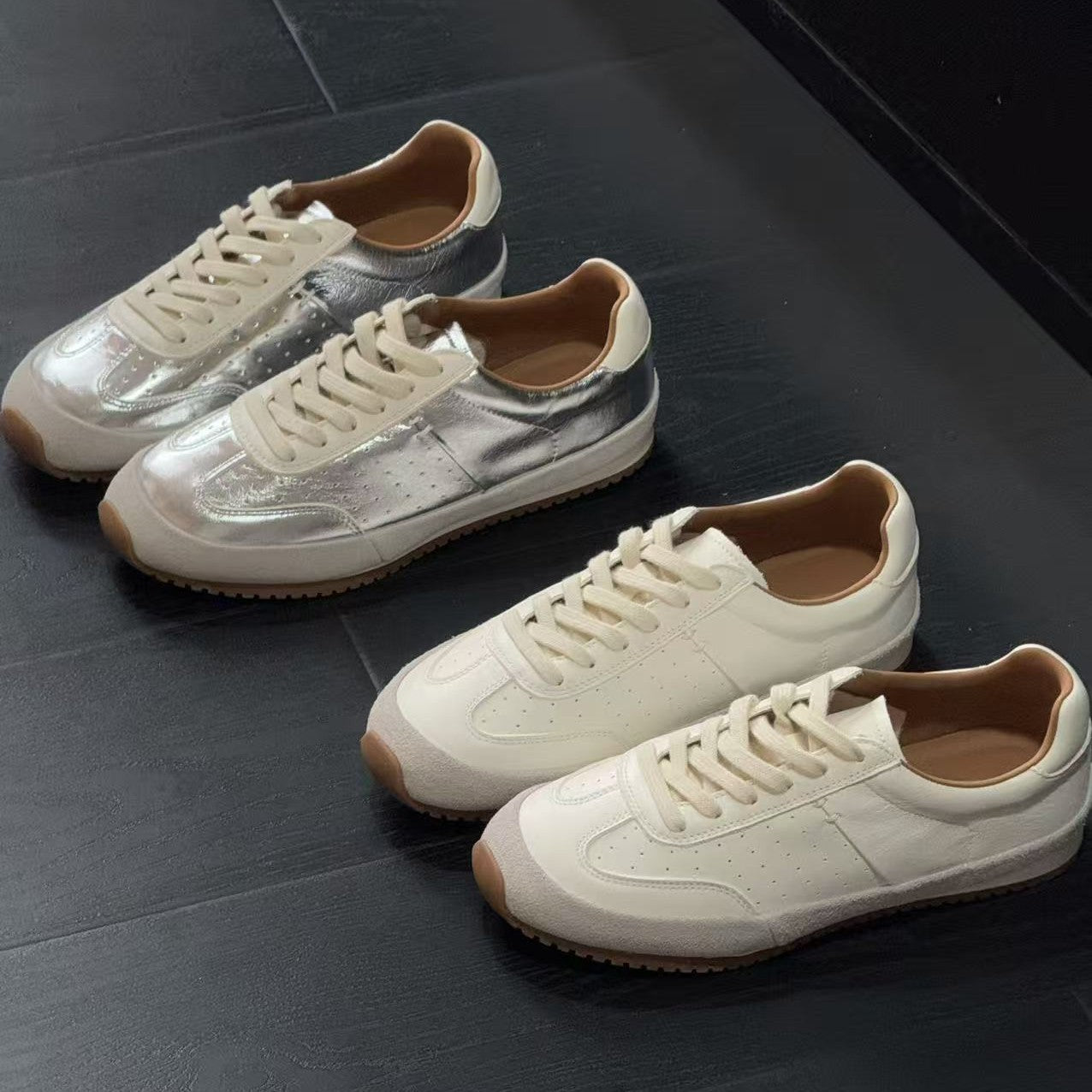 Women's Tendon Bottom Flat White Spring Soft Surface Top Layer Cowhide Women's Casual Shoes