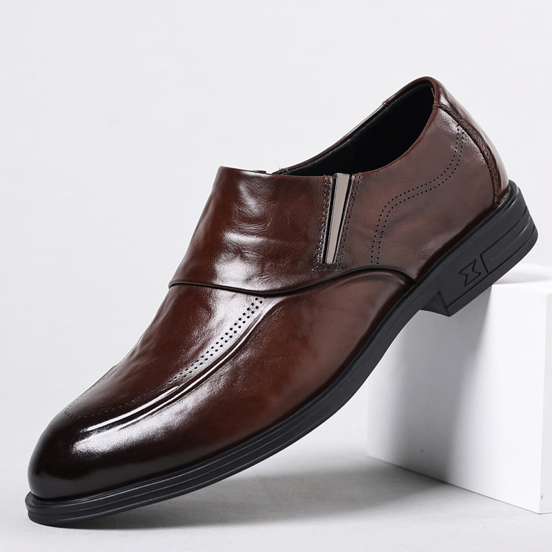 Men's Layer Cowhide Formal Business Pointed Toe Leather Shoes