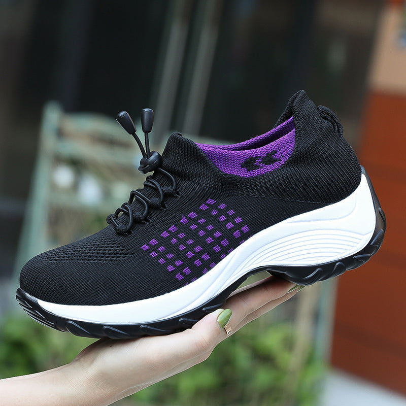 Women's Sock Portable Platform Cold Adhesive High Sneakers