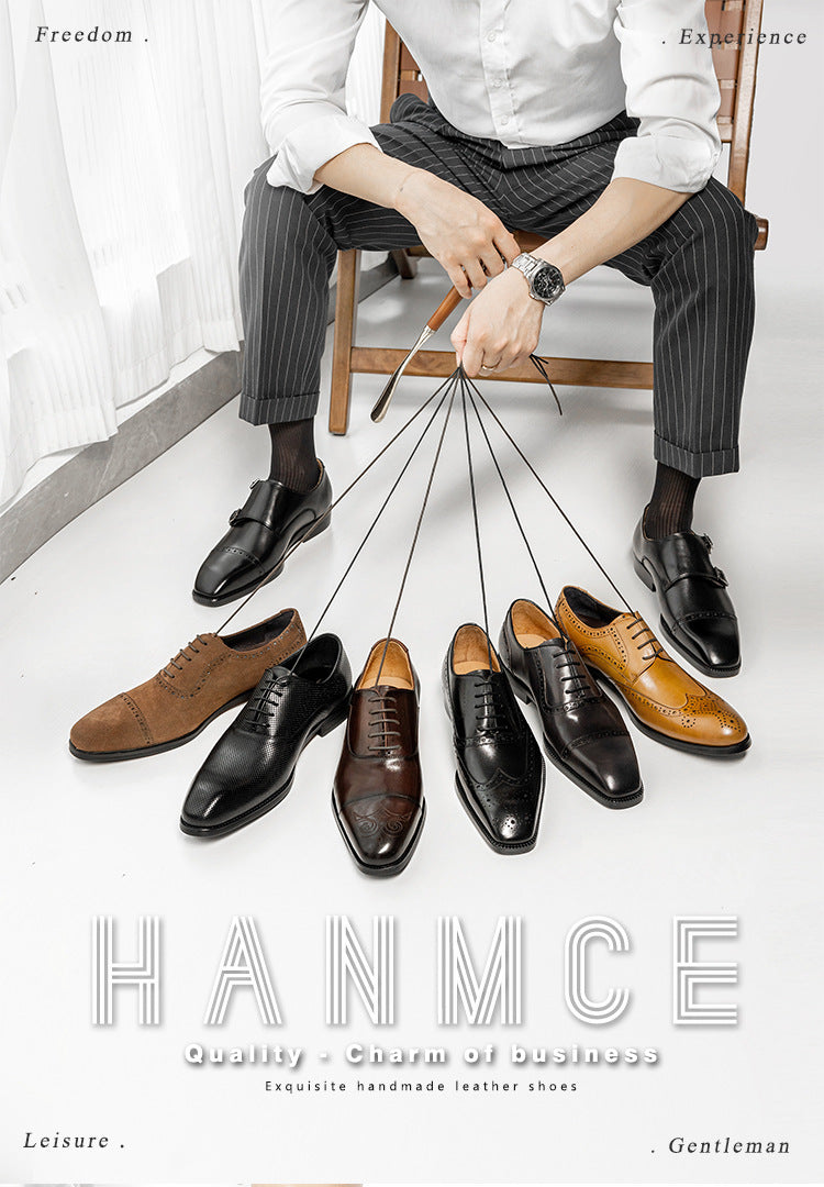 Men's Pointed British Style Formal Business Matte Leather Shoes