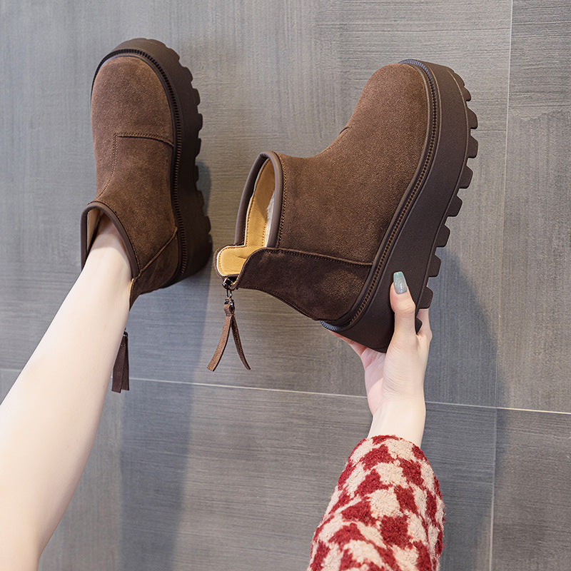 Women's Fleece-lined Platform Fashionable Temperament Short Warm Boots