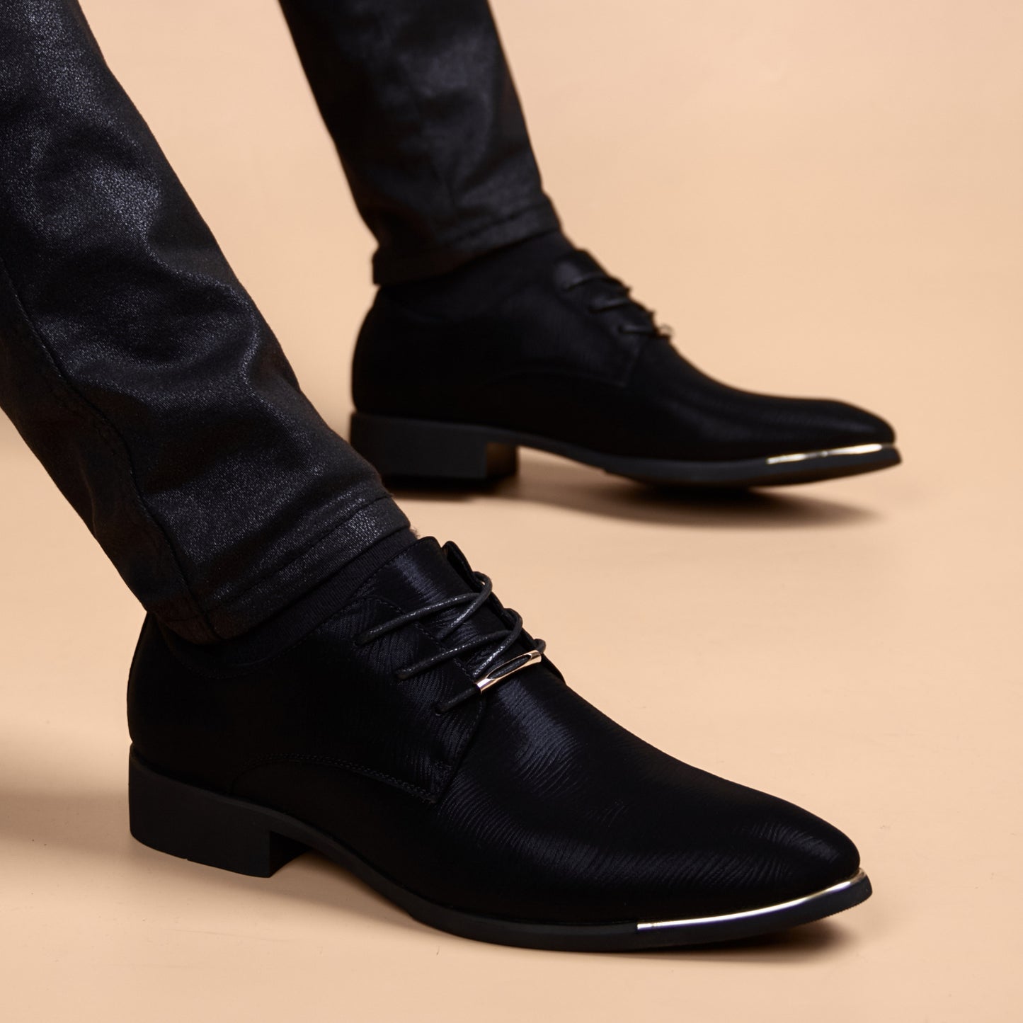 Men's Pointed Toe British Dress Korean Black Leather Shoes