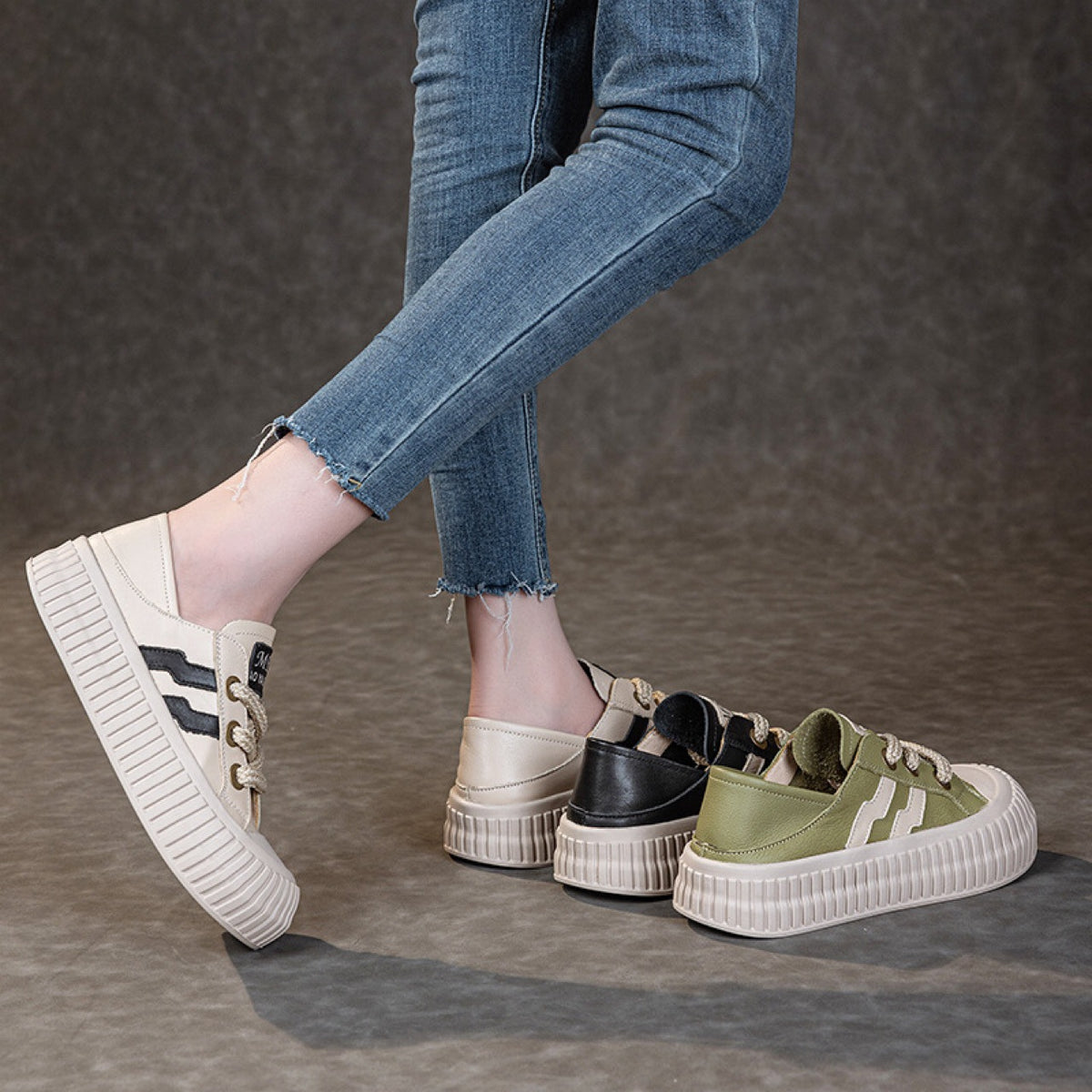 Women's Top Layer Cowhide Vintage Soft Bottom Women's Casual Shoes