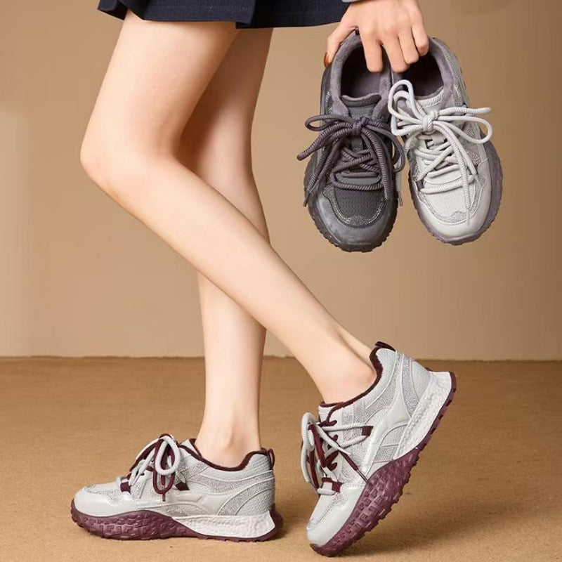 Women's Dad Spring Rhinestone Lightweight Platform Height Increasing Skinny Sports Women's Casual Shoes