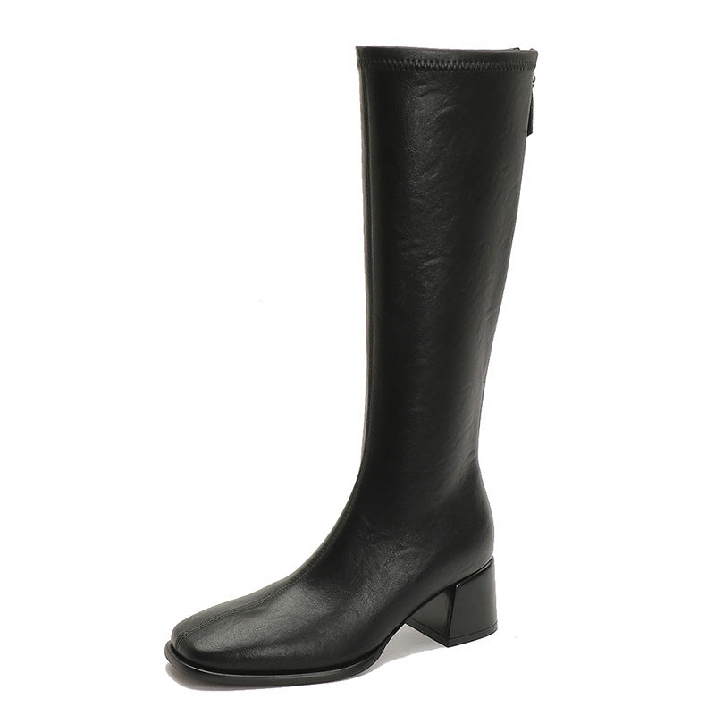 Below The Knee Long Female Chunky Small High Knight Boots