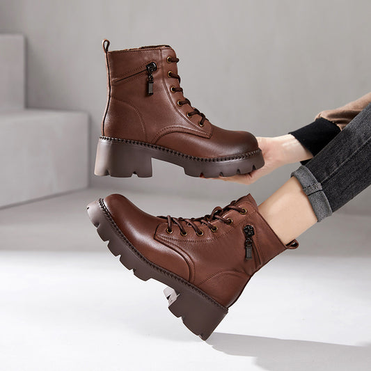 Women's & Men's First Layer Cowhide Martin Genuine Retro Boots