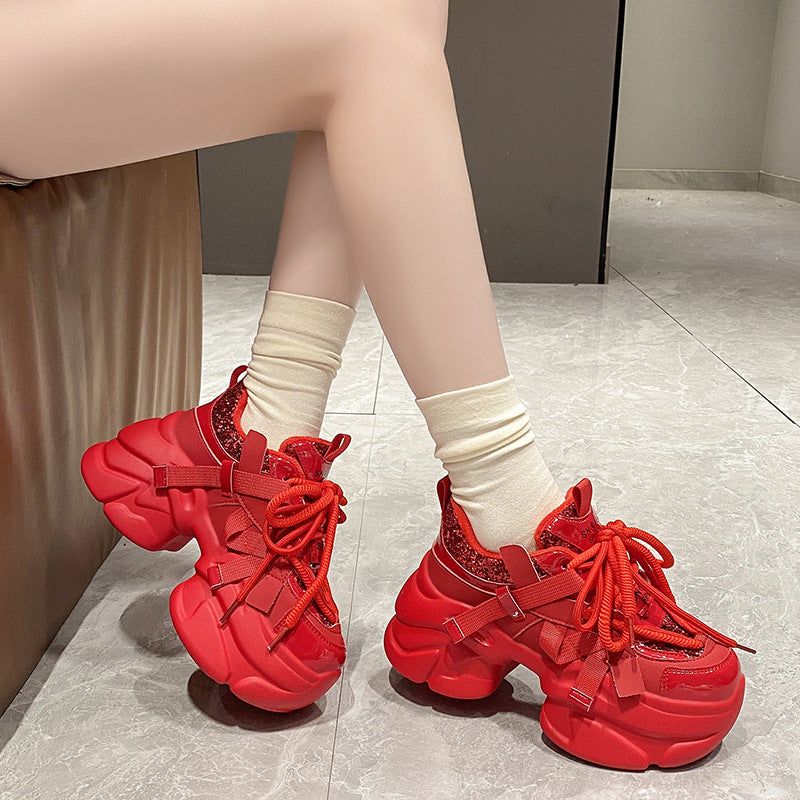 Casual Women's Dad Korean Platform Portable Sneakers
