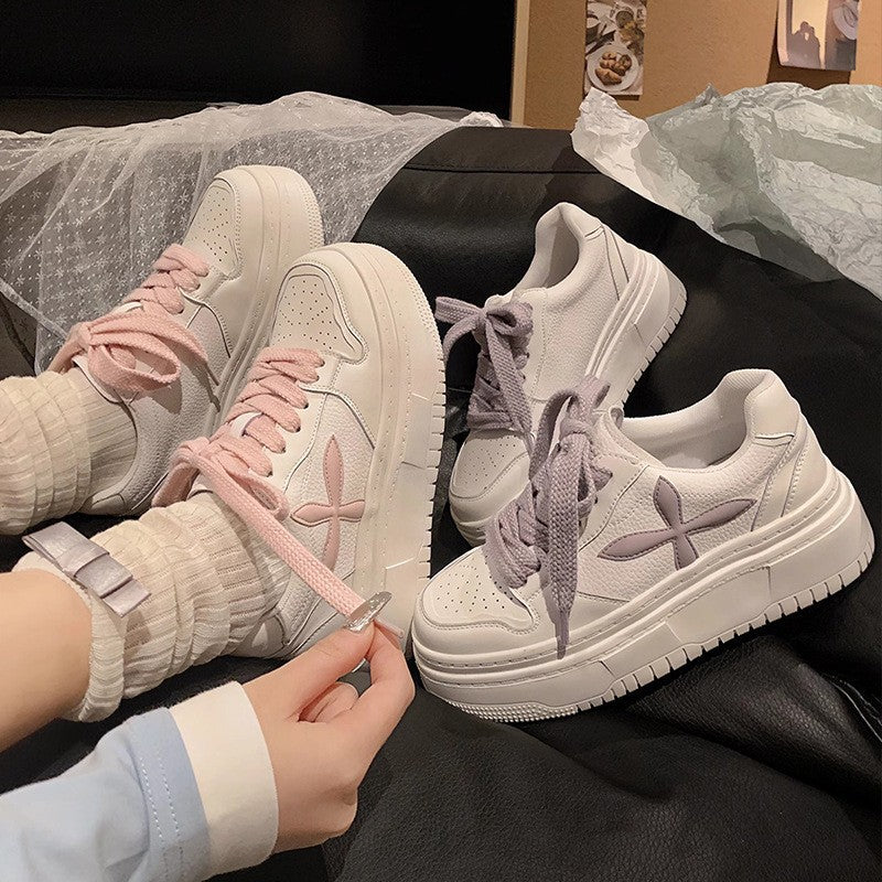 Women's Style Platform White Genuine Boost Wild Casual Shoes