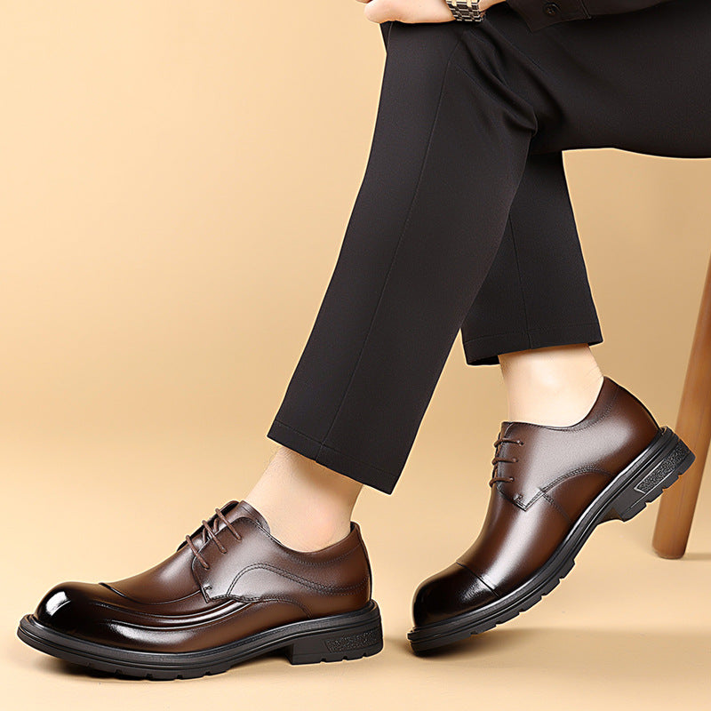 Men's First Layer Cowhide Business Big Toe Leather Shoes
