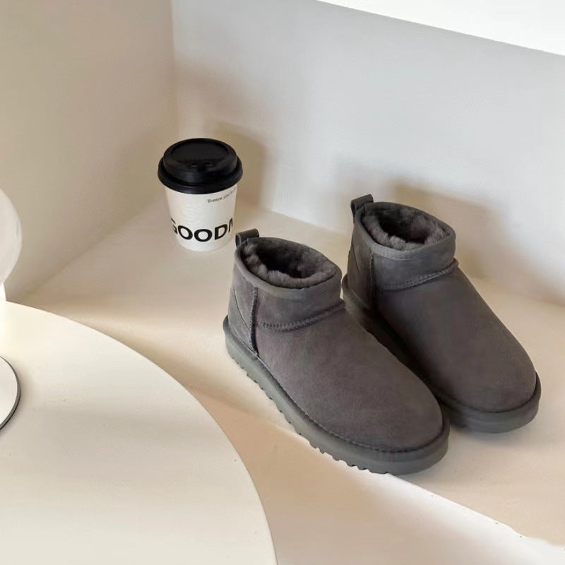 Classic Warm Sheepskin Fur Integrated Couple Snow Boots