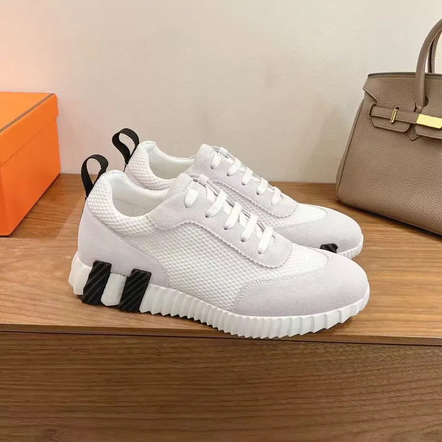 High Version Platform Height Increasing Color Matching Genuine Suede Couple Casual Shoes