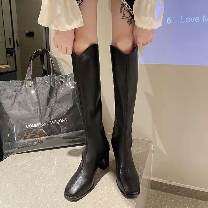 Women's Knee High-heeled Thigh Small Square Head Boots
