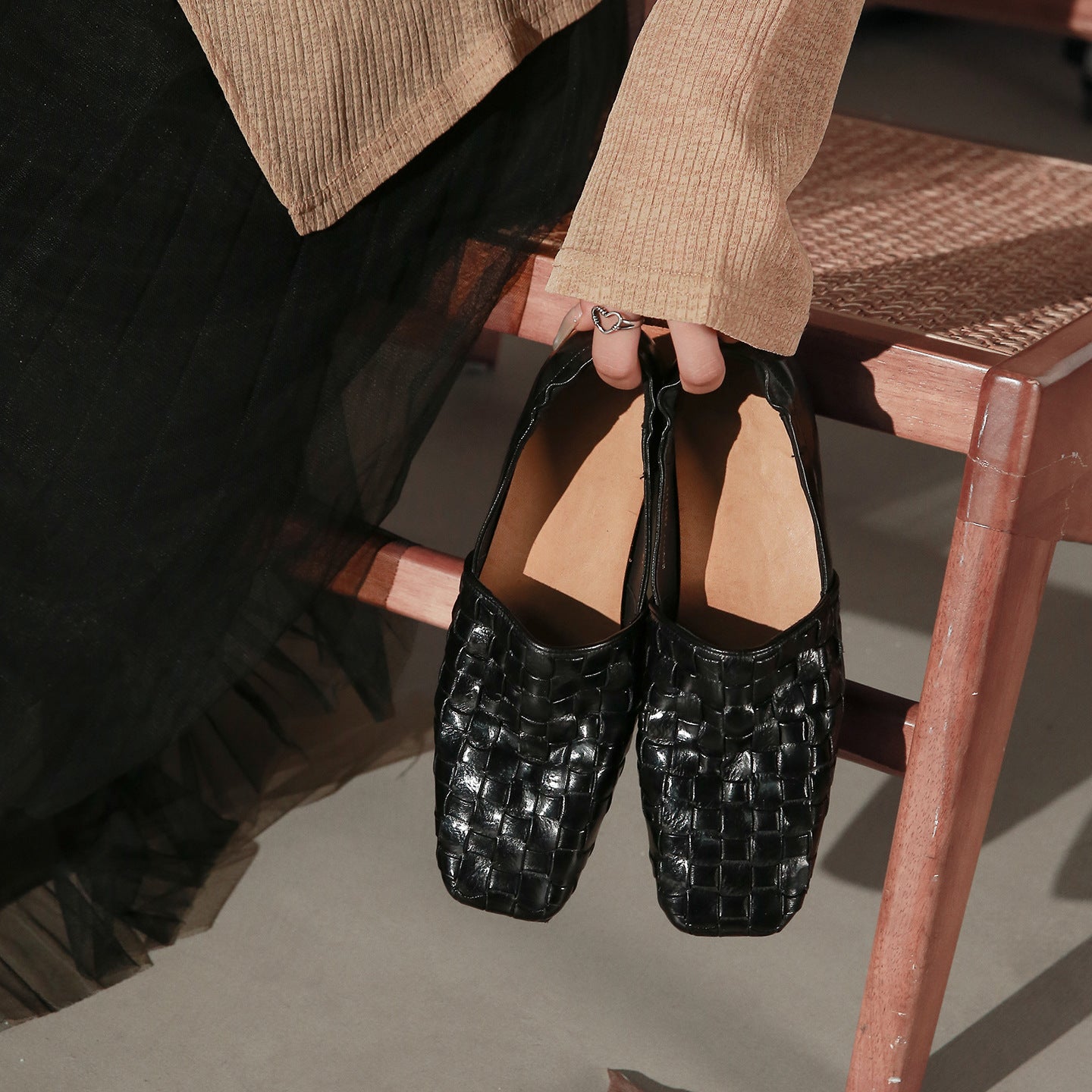 Women's Woven Pumps Mary Jane Korean Style Women's Casual Shoes