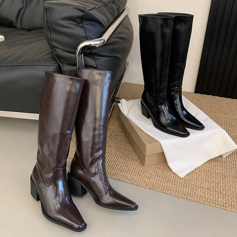 Long Female Tube Tail Soft High Stiletto Women's Leather Boots