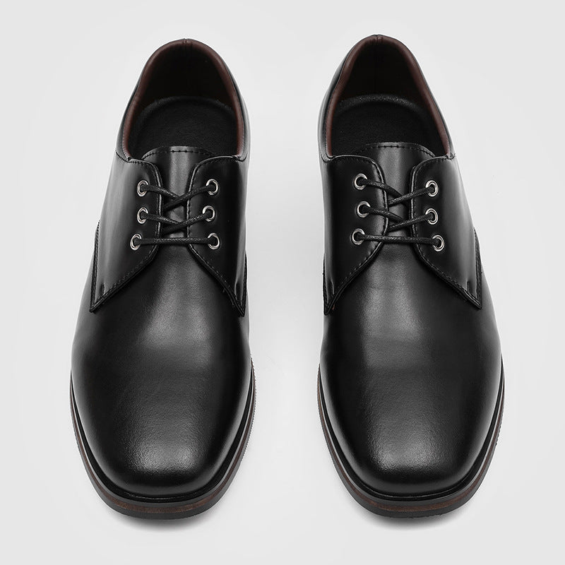 Men's Increasing Insole Green Derby British Style Business Formal Men's Casual Leather Shoes