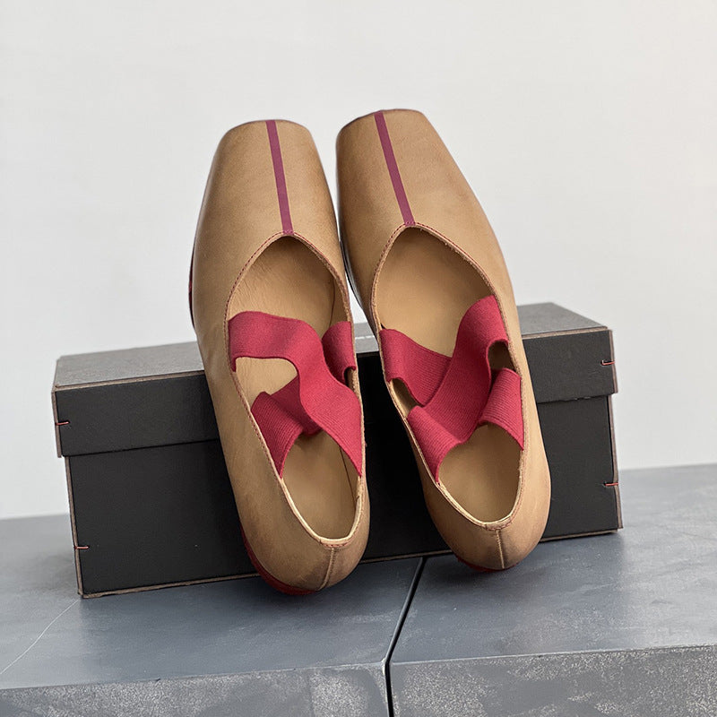 Women's Ballet Vintage Mary Cross Strap Distressed Pumps Women's Fashion Shoes