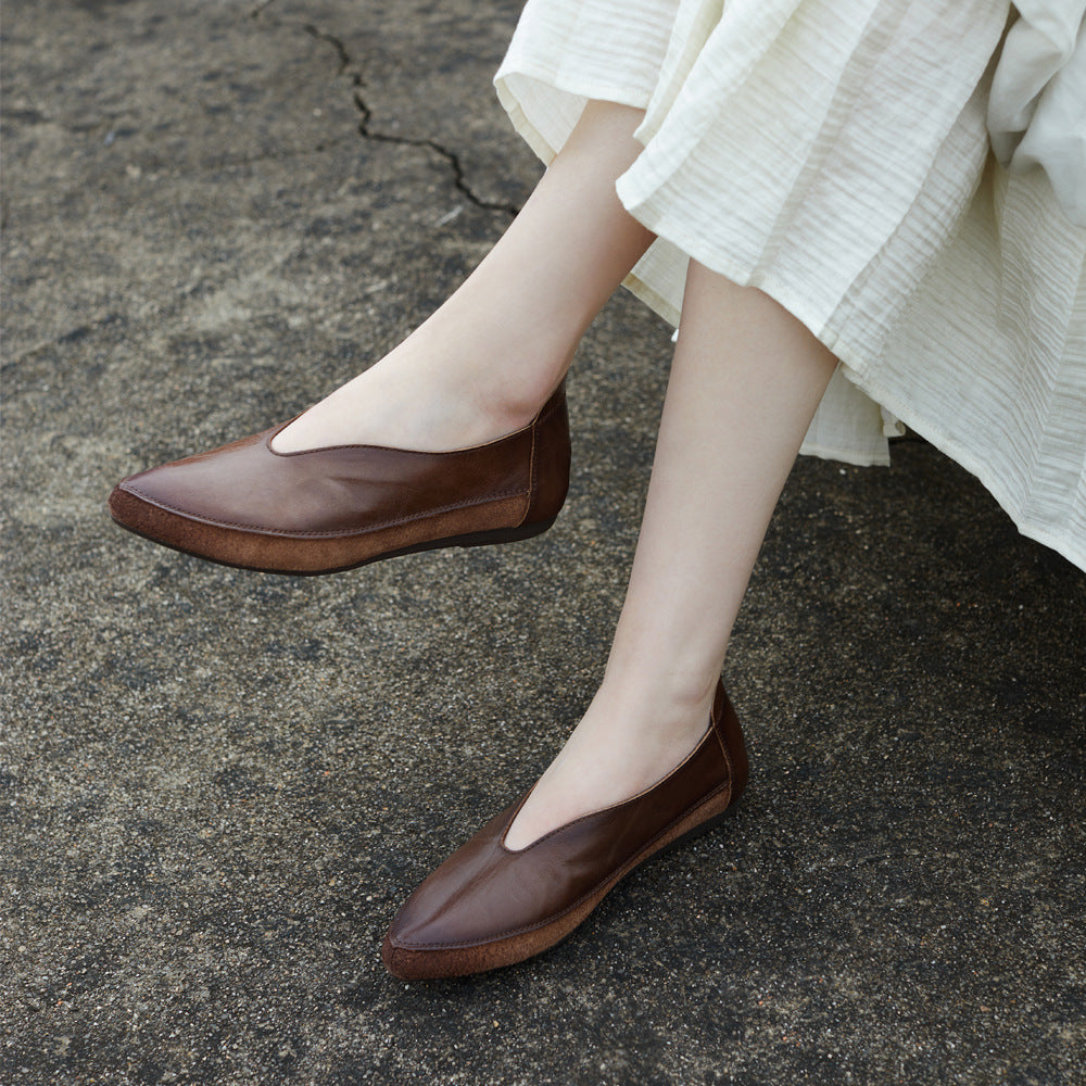 Women's Spring Handmade Retro Low-cut Temperament Slimming Women's Casual Shoes