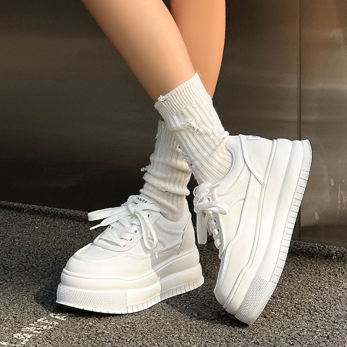 Women's Thick Bottom Platform Spring Doll Head Fashion Trendy Sneakers