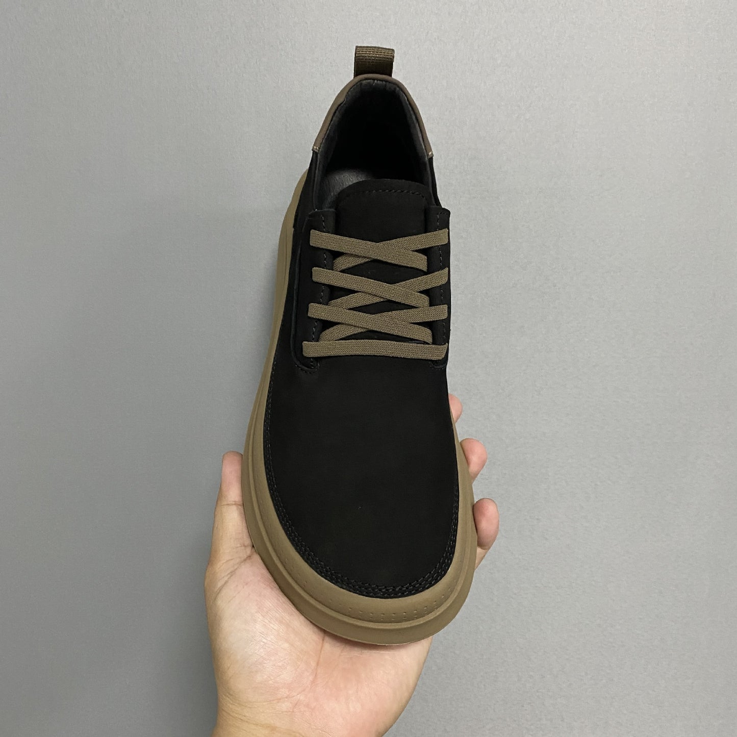 Men's Black Autumn Youth Less Thick Bottom Men's Casual Leather Shoes