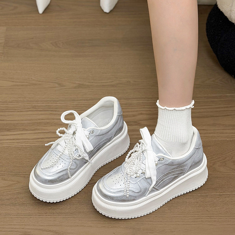 Women's Not Tired Feet Height Increasing Insole Platform White Men's Shoes