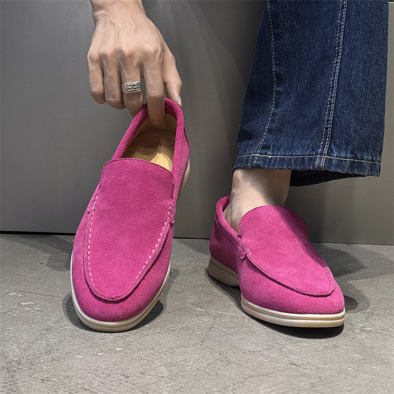 Men's Autumn Low-cut Suede Slip-on Matte Flat Bottom Slip Leather Shoes