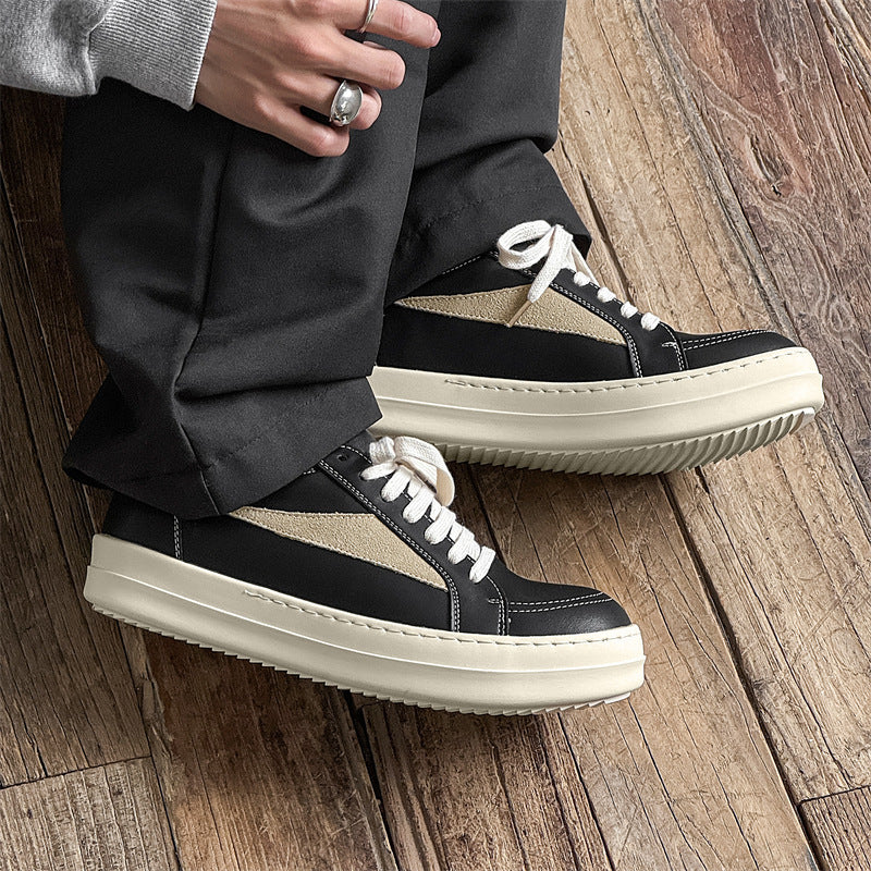 Men's Dark High Street Style Low Top Retro Sports Platform Trendy Men's Board Shoes