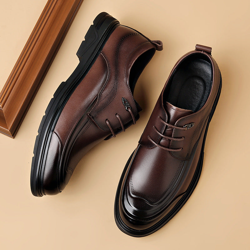 Men's Genuine Breathable Civil Servant Formal Brogue Soft Bottom Men's Casual Leather Shoes
