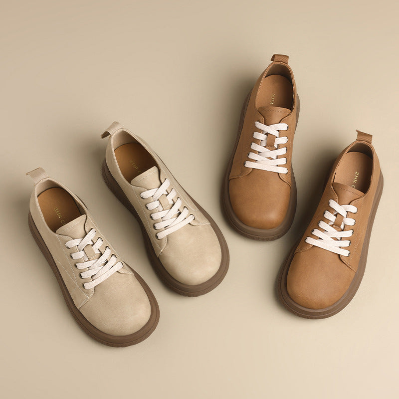 Women's Round Toe Spring British Style Retro Women's Shoes