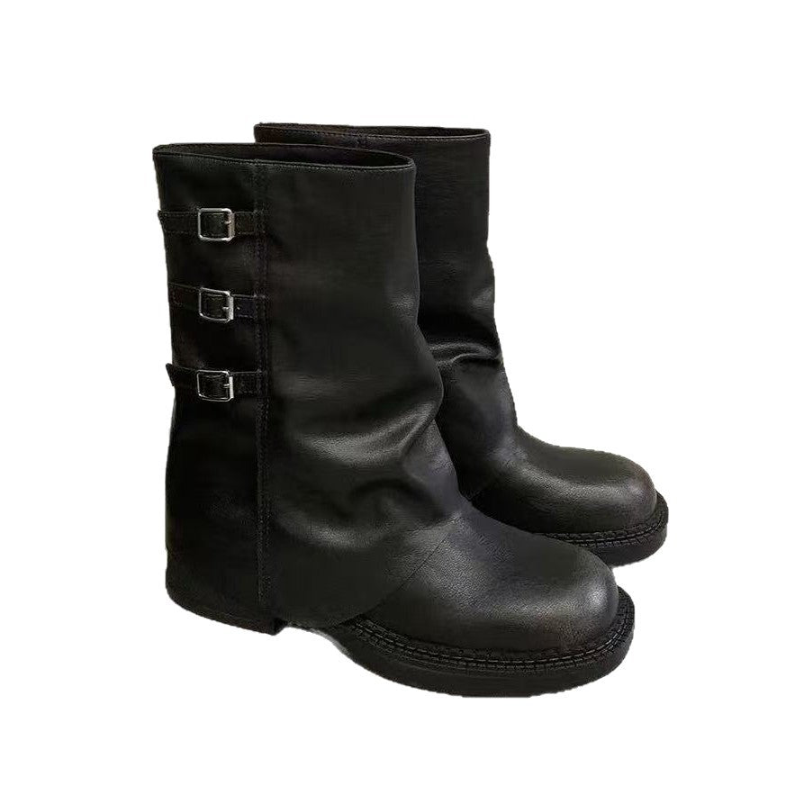 Women's Version Platform Martin Retro Western Cowboy Women's Leather Boots