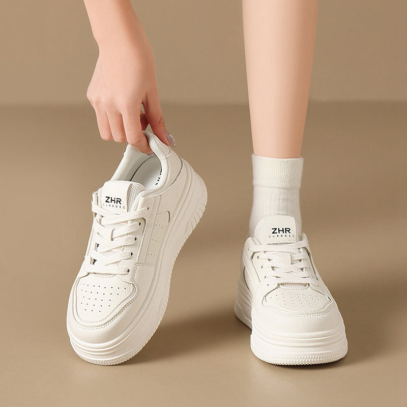 Thick Sole Increased White Mesh Hole Breathable Sports Light Luxury Women's Casual Shoes