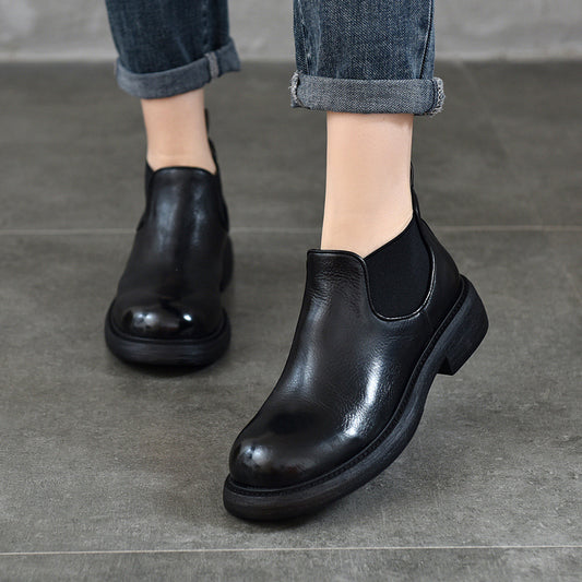 Women's British Style Retro Chelsea Short Washed Boots