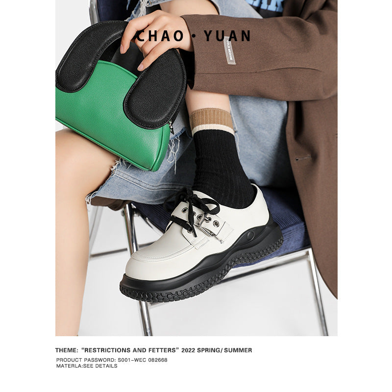 Women's Super Yuan Small Autumn Thick Bottom Versatile Single-layer Design Leather Shoes